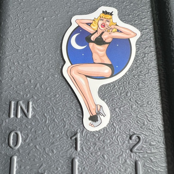 MOON Sexy Pinup Gorgeous Sticker Retro Vintage BomberGirl Ace Pilot - Picture 2 of 4